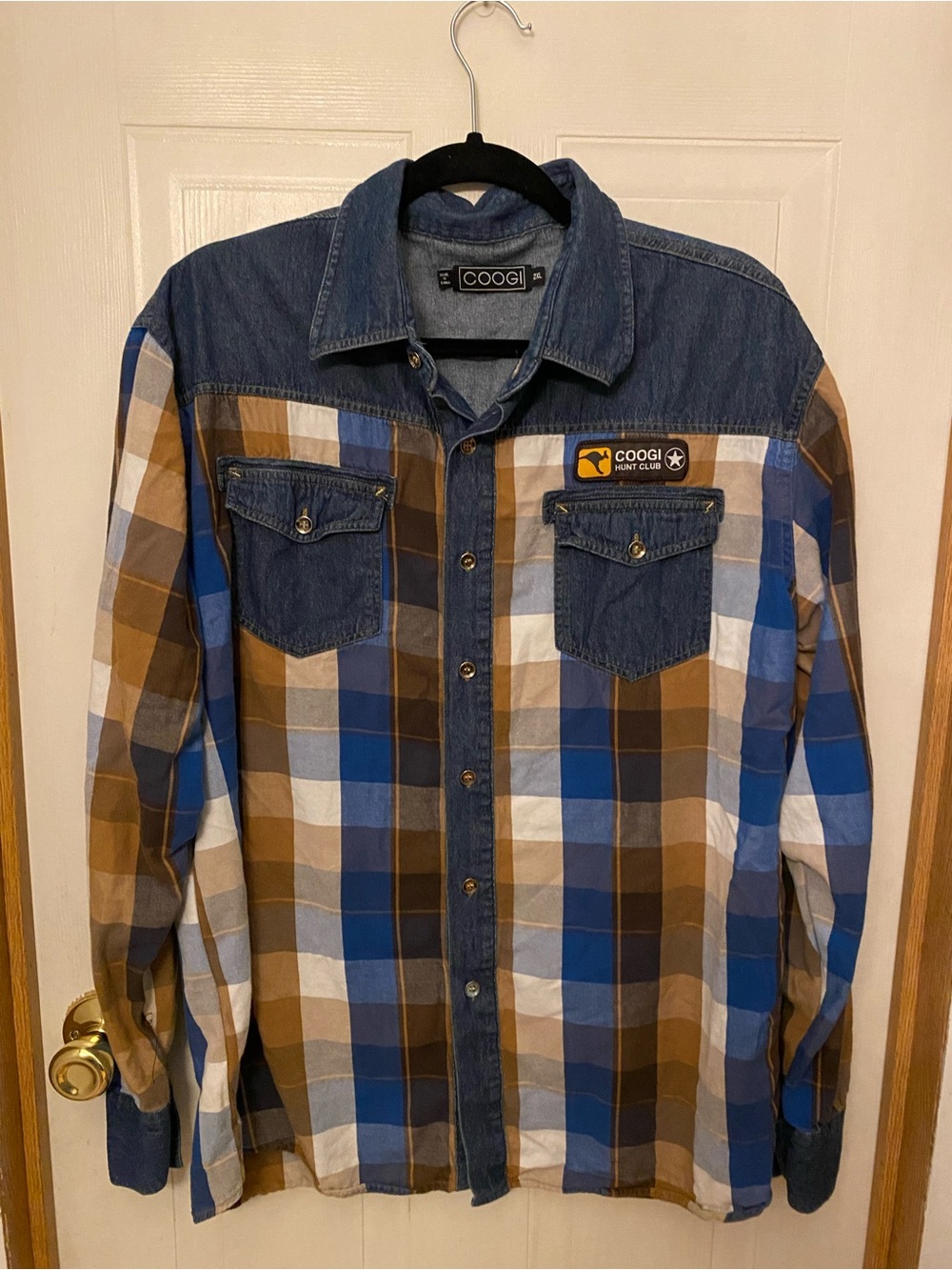 COOGI Hunt Club Denim/Plaid Western Shirt